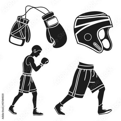 Boxing and M A Gear Silhouettes gloves shorts