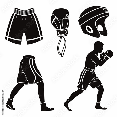 Boxing and M A Gear Silhouettes gloves shorts