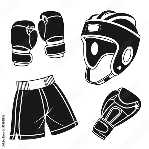 Boxing and mma gear silhouettes boxing gloves mma gloves