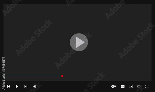 Dark Mode Video Player Mockup with Like, Share, Download, Subscribe, and Comment Buttons on Red Background Editable Web UI Template Vector 
