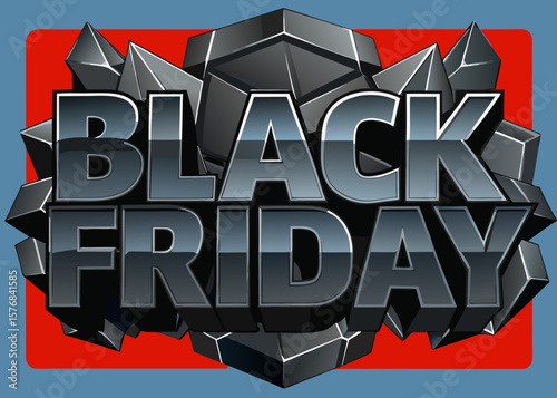 Bold Black Friday Sale Graphic with Abstract Geometric Background and Red Accent on Light Blue