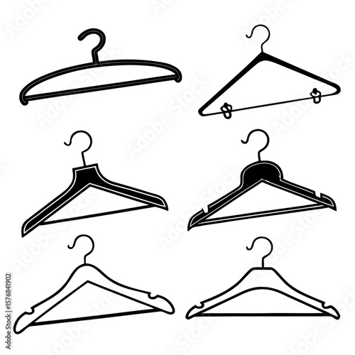 Collection of six black clothing hanger outlines clothing hangers garment hangers