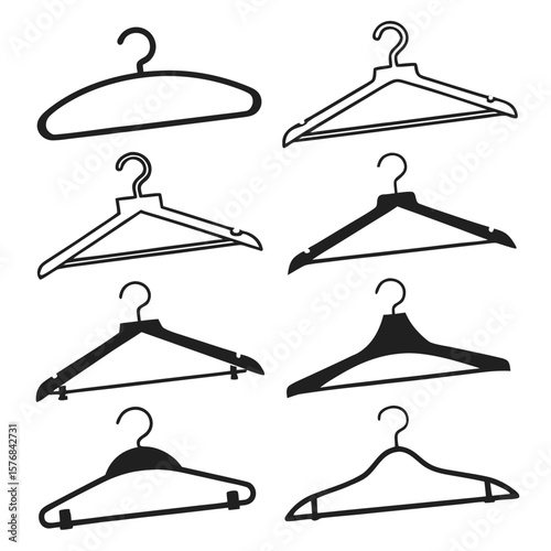 Eight clothing hangers black and white silhouettes garment hangers wardrobe organizers