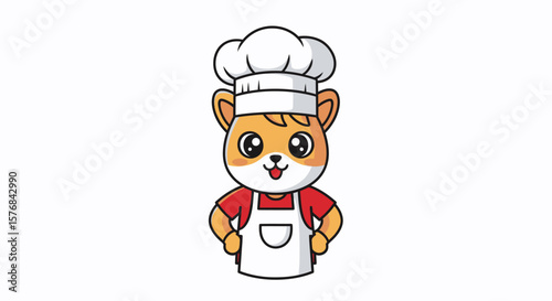 Cartoon hamster chef wearing a hat and apron, ready to cook.