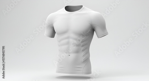 3D Render of White Compression Shirt Athletic Apparel Isolated on White.