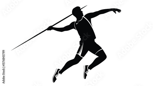 Silhouette of a male athlete throwing a javelin during a track and field competition