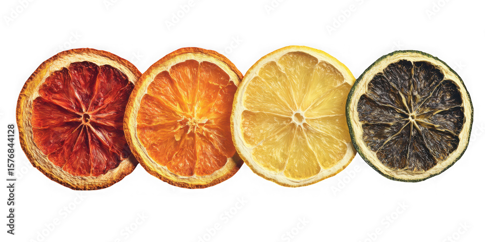 custom made wallpaper toronto digitalFour dried citrus fruit slices including blood orange orange lemon and lime isolated on transparent background