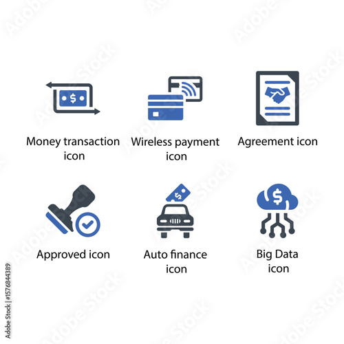 Money transaction, Wireless payment, Agreement, Approved, Auto finance, Big Data, icon