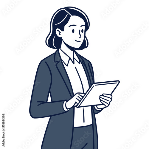 Professional Woman in Suit Holding a Tablet Computer
