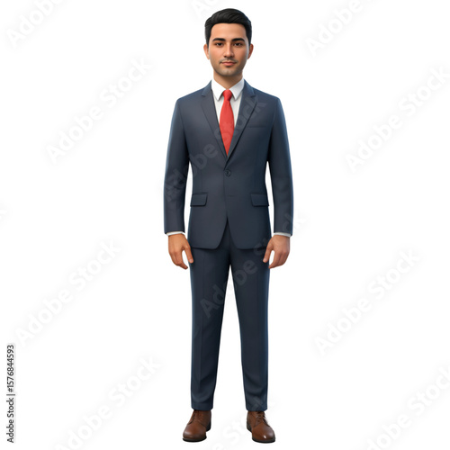 Realistic 3D Character of a Businessman or Professional in a Formal Suit, AI Generated
