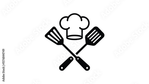 Chef hat and crossed spatulas icon representing cooking and culinary arts