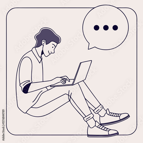 Person Using a Laptop Engaged in Online Communication or Learning