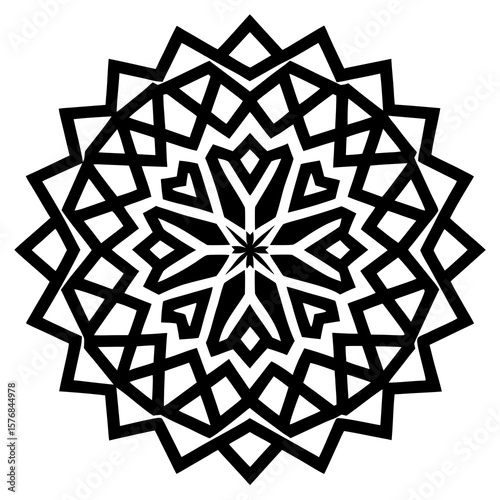 Intricate black and white geometric mandala pattern islamic geometric pattern symmetrical