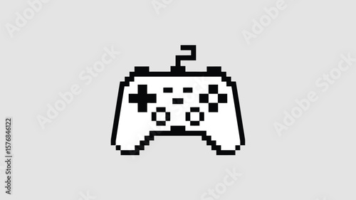 Retro pixel art video game controller icon on a light gray background