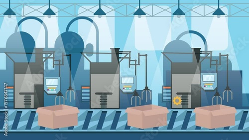 Motion graphics of machines in the factory area