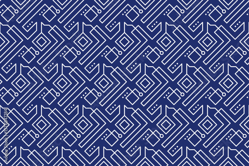 Tech Line Geometry On Blue Background