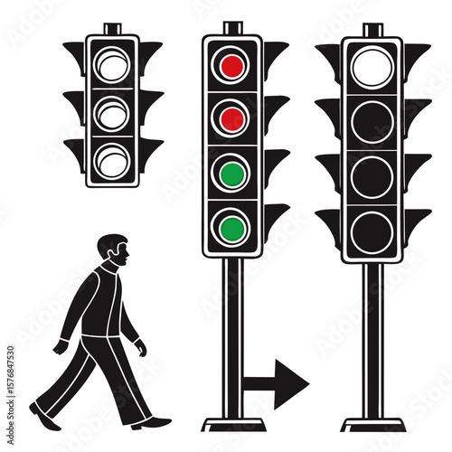 Traffic signals and pedestrian crossing traffic light red light