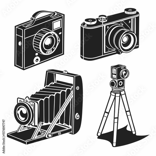 Vintage camera collection silhouette vintage cameras photography