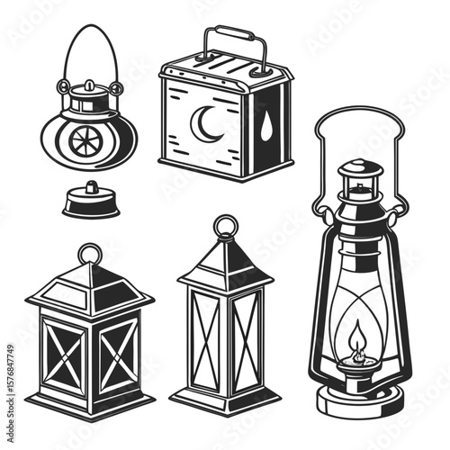 Vintage lanterns and oil lamp collection antique illumination