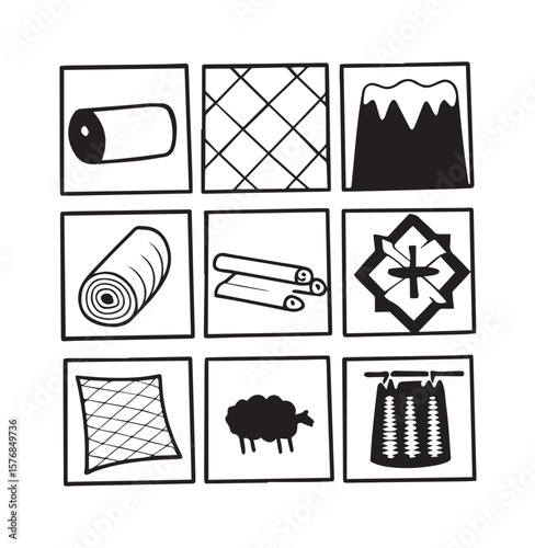  Nine Unique Textile Patterns Design Elements for Your Projects isolated on transparent background