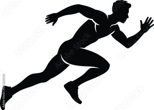 Dynamic Sprinter Silhouette: Male Athlete Running with Speed and Power