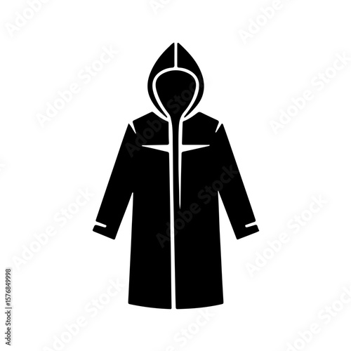 Coat & Jacket Icons: Black and White Apparel & Fashion Set. A stylish and versatile set of black and white coat and jacket icons, perfect for representing apparel, fashion, clothing, warmth