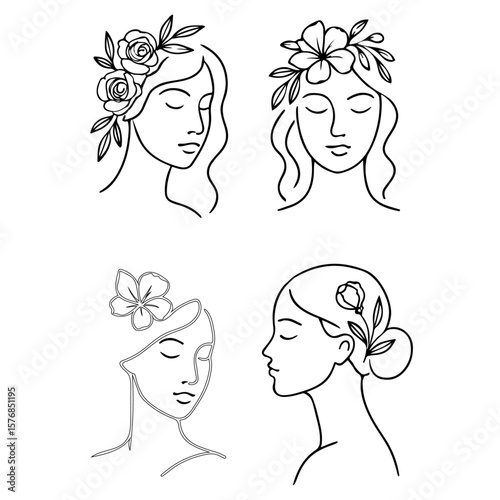 Vector illustration of a beautiful girl with hair featuring a stylish hairstyle and glamour