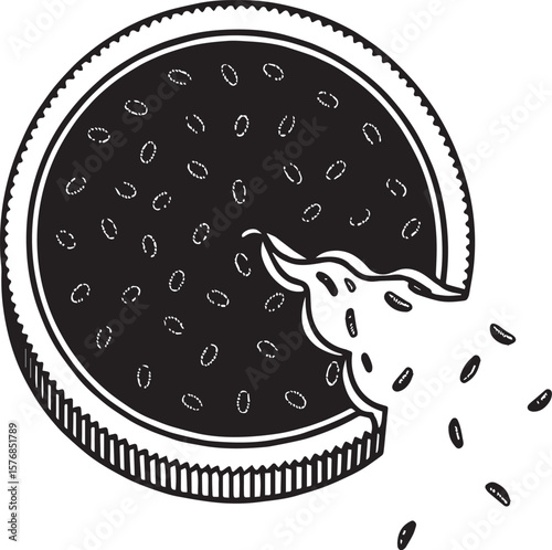 Intriguing HandDrawn Pie A Culinary Masterpiece in Black and White isolated on transparent background