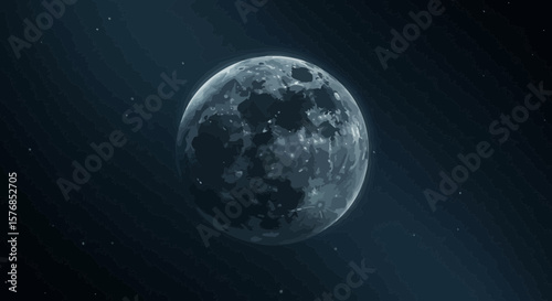 A captivating digital illustration of the moon in a serene night sky setting