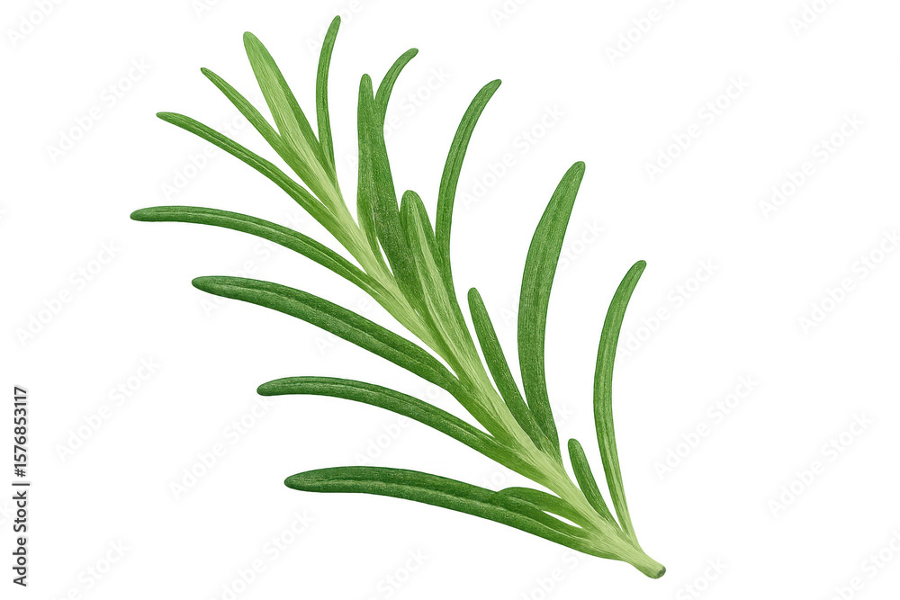 Fototapeta premium Close-up of a vibrant green rosemary sprig, isolated on a transparent background, ready for use in culinary or design projects