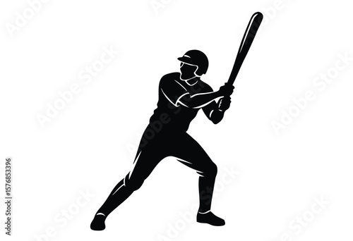 Batsman Hitting Ball Bat Silhouette Vector Flat Design for Cricket Sport illustration