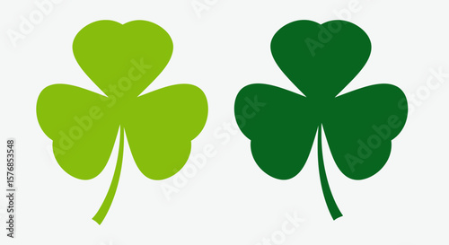 Vector image featuring two shamrocks in different shades of green on a light background