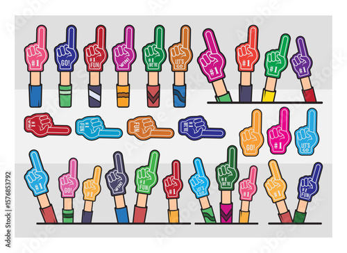 Fan Foam Fingers SVG Silhouette Bundle, Hands Up With Glove With Number One, Glove Svg, Hands Up Svg, Foam Hand Supporter, Fan Foam Fingers Png, Fan Foam Fingers Svg Images,