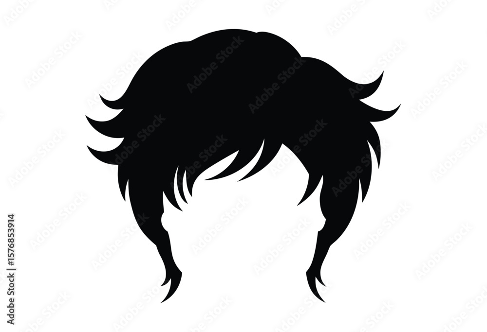 Fototapeta premium Hairstyle Silhouette Vector Illustration Flat Design Modern Haircut Icon Artwork