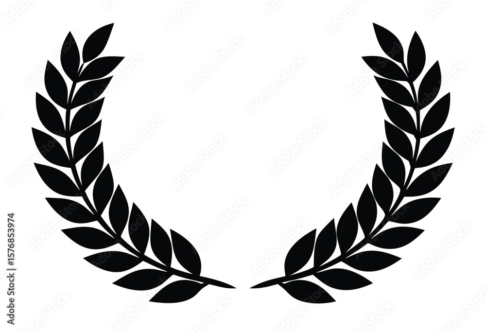 Fototapeta premium Classic Laurel Wreath Vector Flat Design Silhouette Perfect for Logos and Decoration