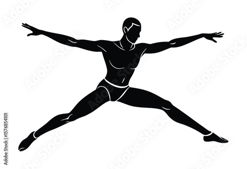 Man Gymnast Exercise Silhouette Vector Illustration for Fitness and Sports Design