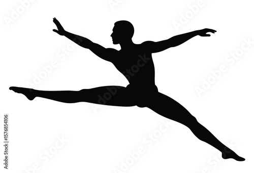 Gymnast Silhouette Vector Illustration Man Stretching Pose Flat Design Art