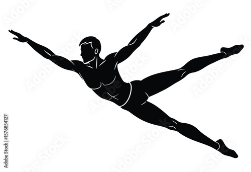 Gymnast Man Silhouette Flat Design Vector for Training, Gymnastics, and Athletic