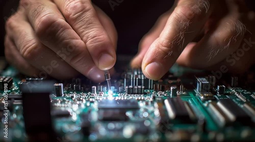 Close-up of Hands Repairing Circuit Board