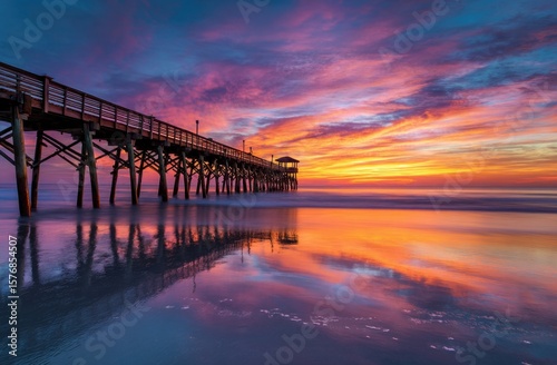 Wallpaper Mural colorful sunrise over the beach with a pier. Torontodigital.ca