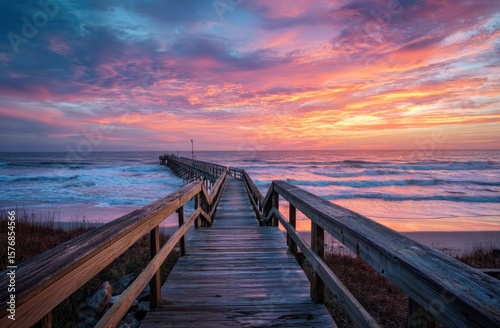 A long wooden bridge extends into the sea at sunset, symbolizing hope and future possibilities