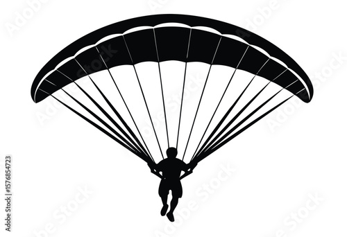 Paraglider Silhouette Vector Flat Design Illustration High Quality Outdoor Adventure Art