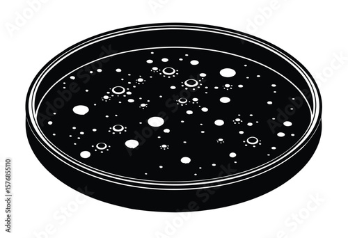 Petri Dish Silhouette Vector Illustration Flat Science Icon for Medical Lab Design
