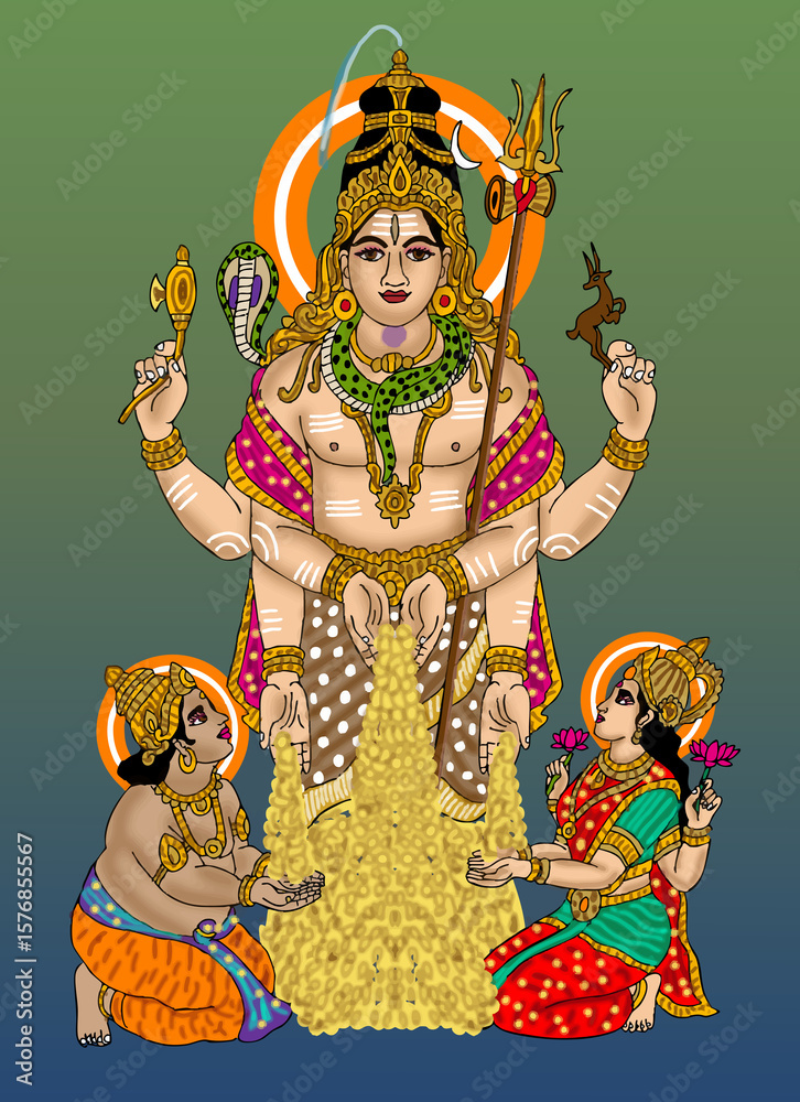 Fototapeta premium hand drawn digital art of lord shiva