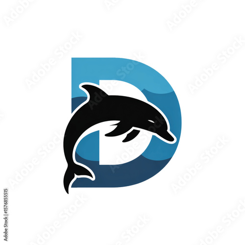 "Dolphin D Logo – Ocean-Themed Letter Design"