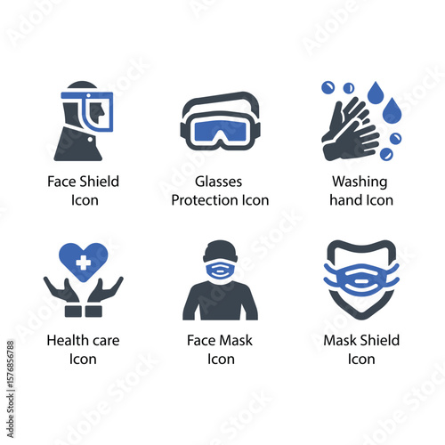 Face Shield, Glasses Protection, Washing hand, Health care, Face Mask, Mask Shield, icon