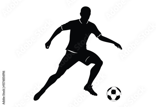Soccer Player Silhouette Vector Flat Design Illustration for Sports and Football