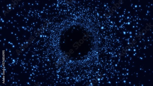 Abstract round sphere of shiny blue magic glow particles