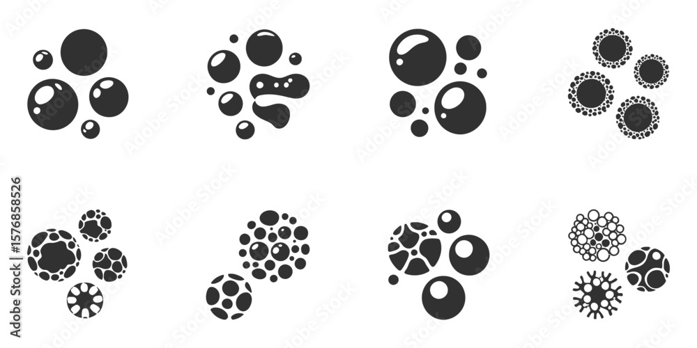 Fototapeta premium Set Abstracted Circle Shapes, Black Round Blobs with Transparent Background
