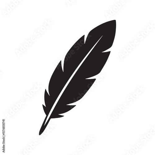 A vintage feather pen, illustrated as a vector object for writing and literature designs